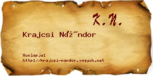 Krajcsi Nándor névjegykártya